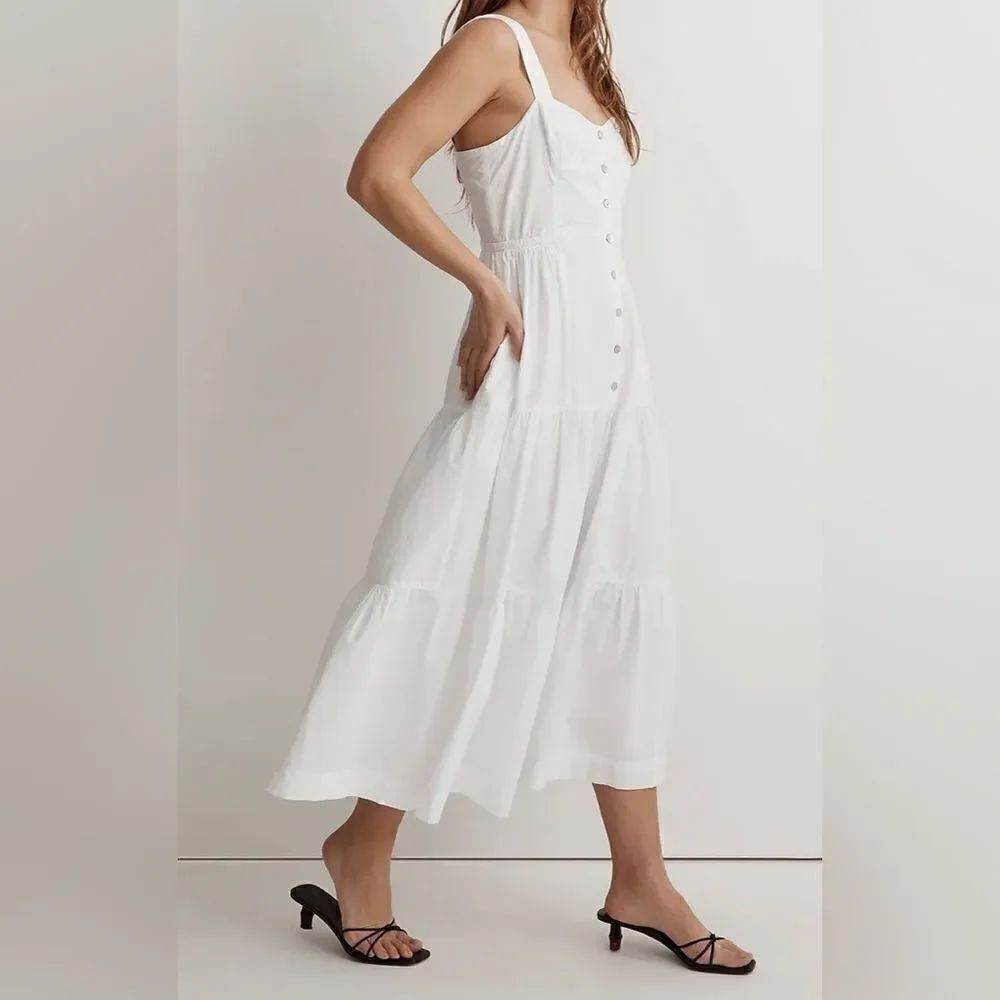 Madewell Button-Front Tiered Midi Dress NWT Size 12